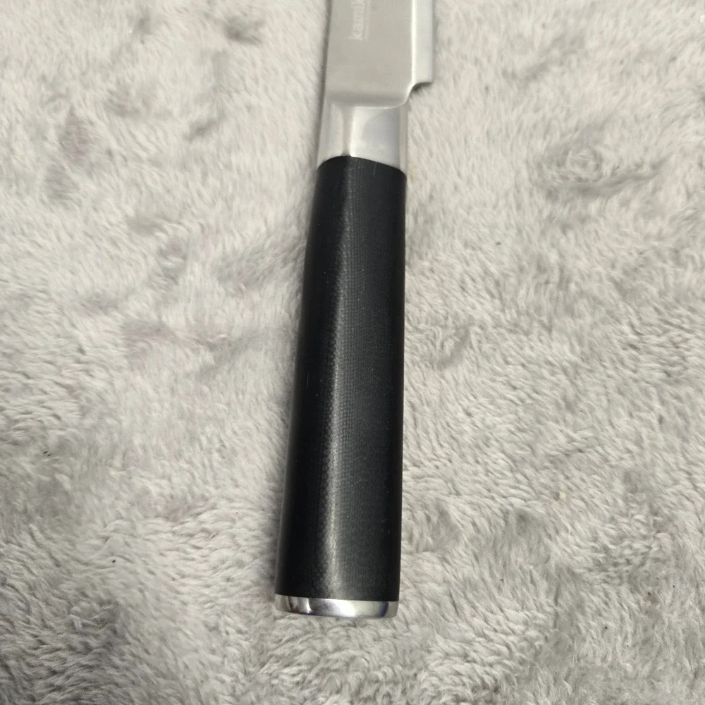 Kamikoto Japanese Honshu Steel 7.5 Inch Utility Slicing Knife Black Handle